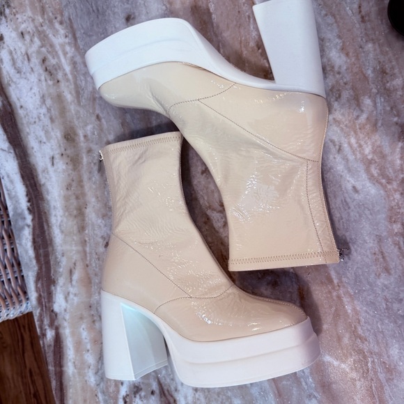 Women’s FREE PEOPLE double stack platform cream booties- Size 36.5 - Picture 8 of 13
